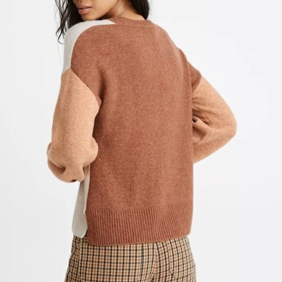 Madewell Colorblock Balloon Sleeve Pullover Crew Neck Knit Sweater (NWT) - Picture 5 of 6